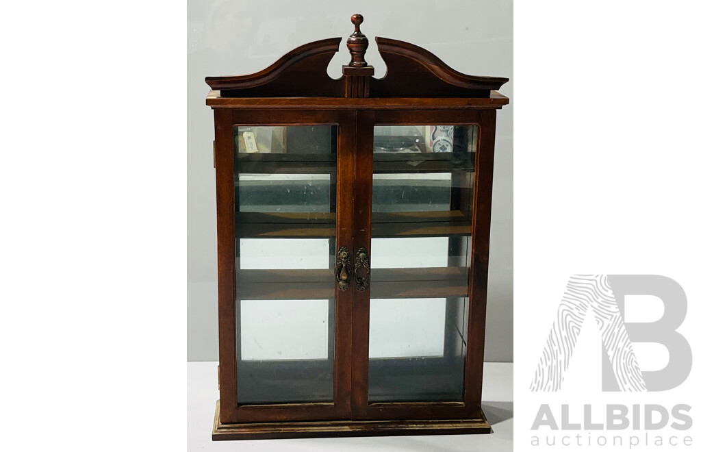 Timber Display Case for Miniature Ornaments with Mirrored Inside Backing
