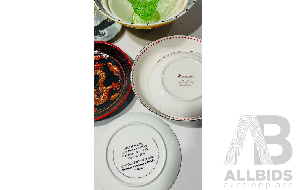 Collection of Homewares Including Franklin Mint Decorative Plate, Maxwell & Williams Ancona Plates and More
