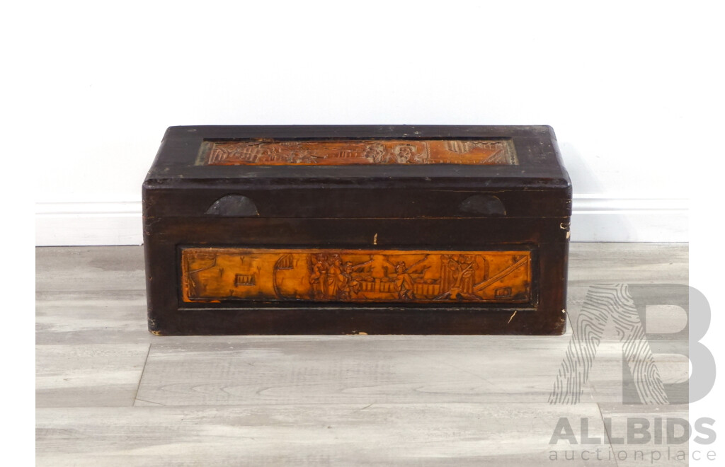 Carved Chinese Camphor Wood Trunk