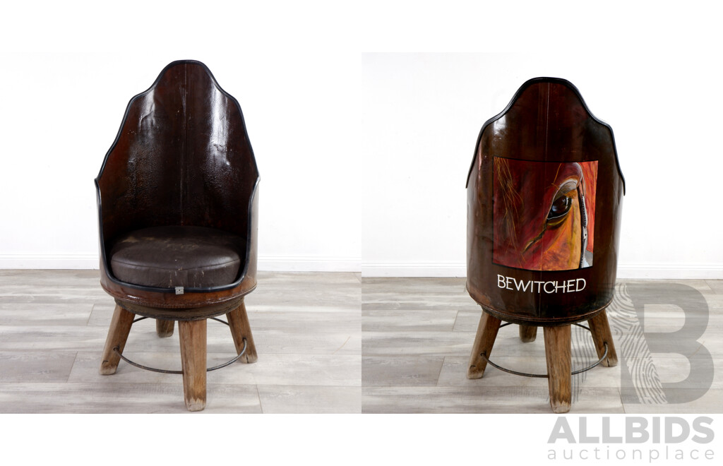 Bespoke 44 Gallon Drum Chair with 'Bewitched' Art Work to Back