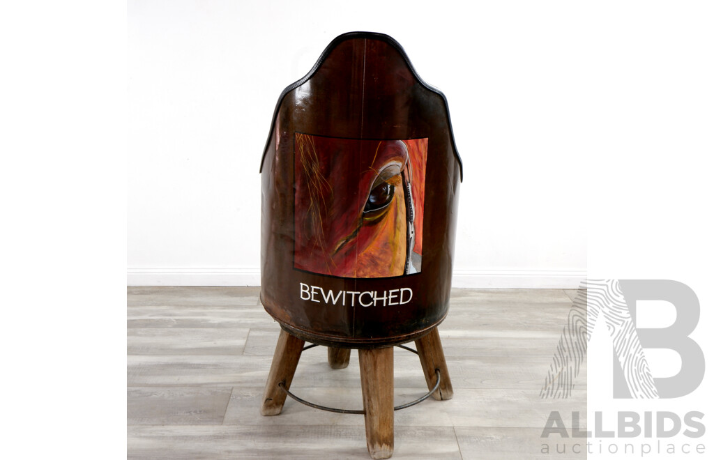 Bespoke 44 Gallon Drum Chair with 'Bewitched' Art Work to Back