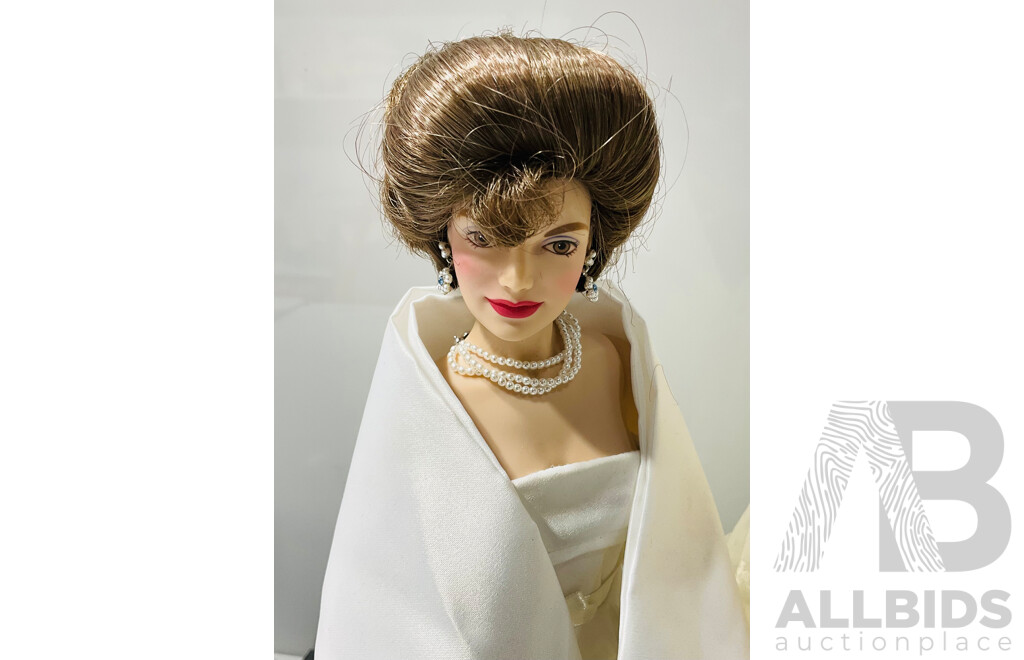Collection of Porcelain and Other Dolls - Pair of Jackie Kennedy Including in Her Wedding Dress with Diamond Bracelet, a Princess Diana and George Burns