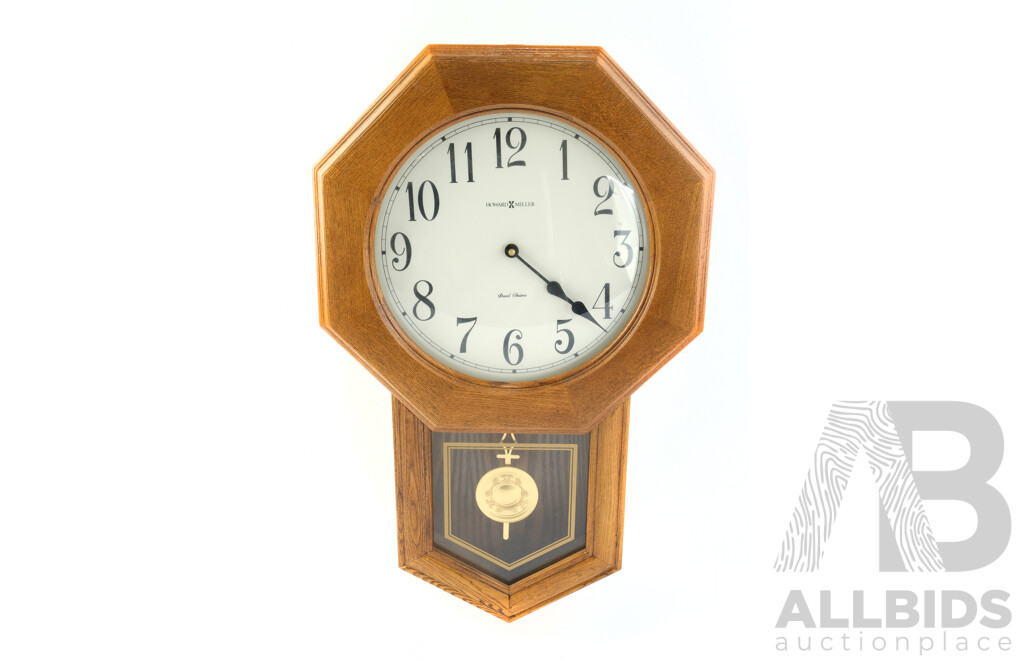 Howard Miller Oak Dual Chime Wall Clock