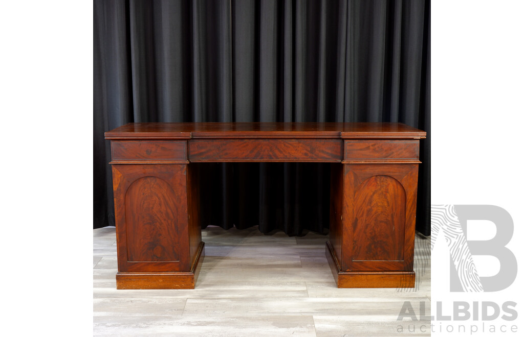 Victorian Flame Mahogany Twin Pedestal Sideboard