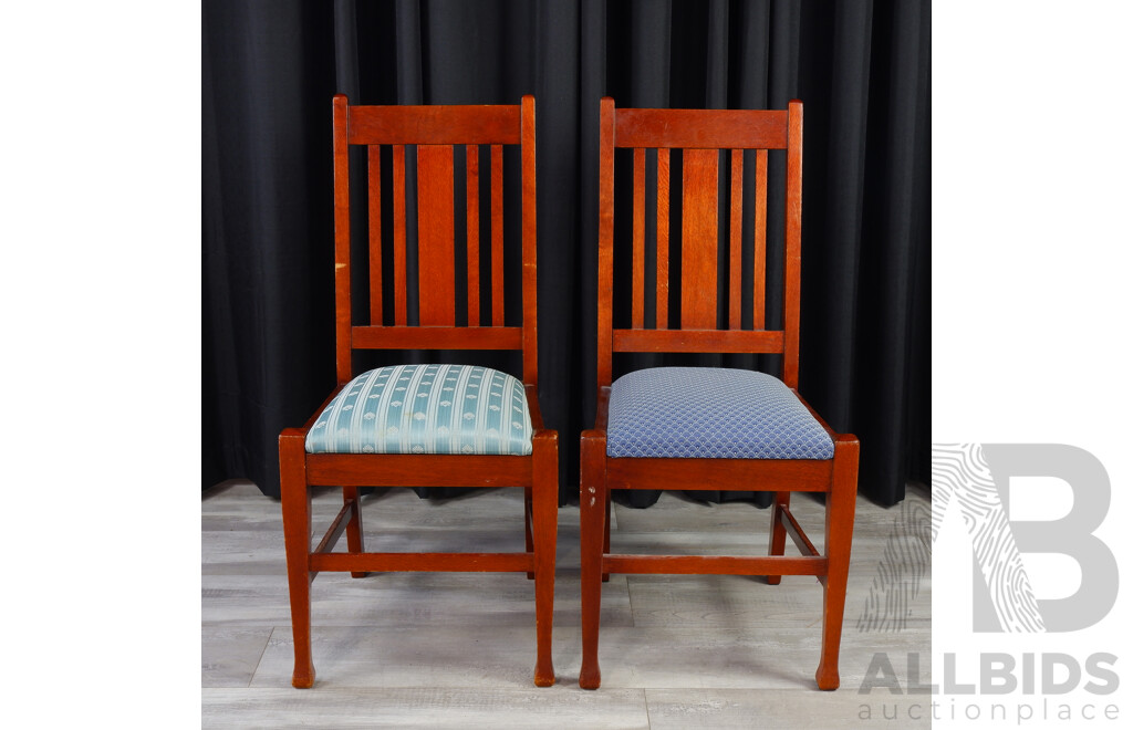 Pair of Art Deco Silky Oak Dining Chairs