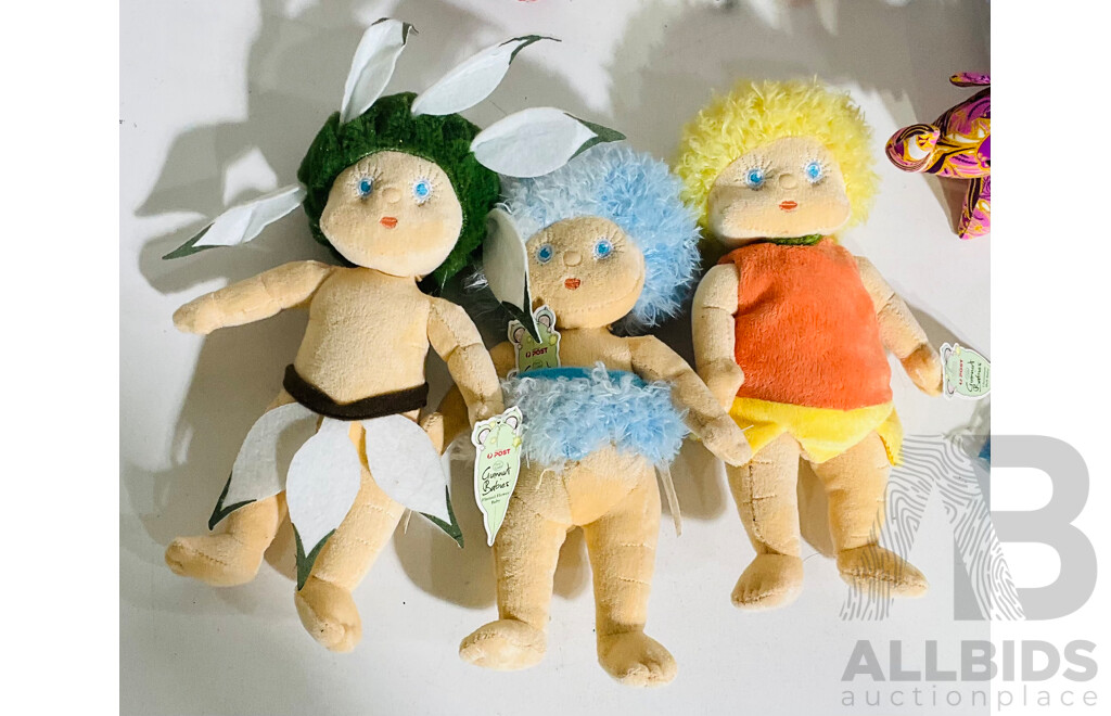 Collection of Decorative Homewares and Trio of Plush Australia Post Edition Gumnut Babies