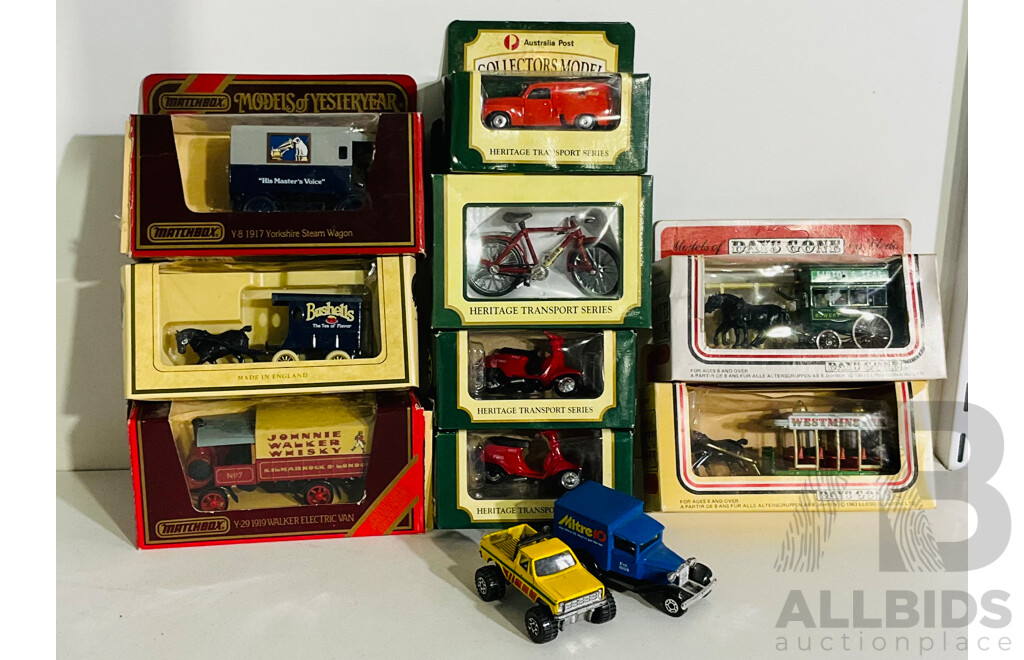 Collection of Collectible Replica Vintage and Other Matchbox, Australia Post and Days Gone by Lledo Cars