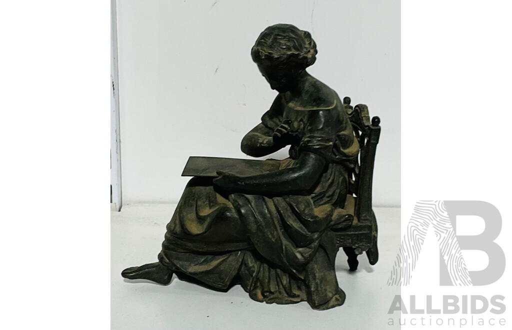 Bronze Statue of Lady Sitting Reading