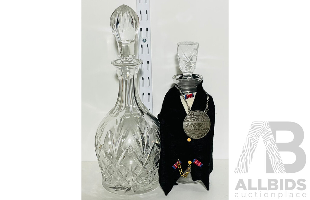 Duo of Crystal Decanters with Stoppers