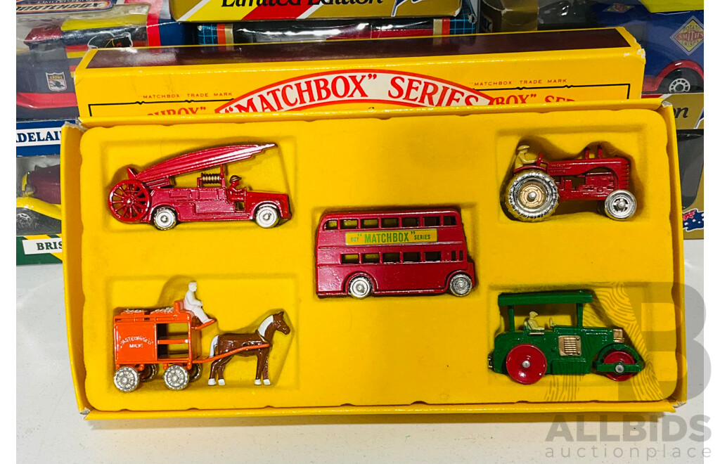 Collection of Vintage Collectible Matchbox Cars in Original Boxes Including Matchbox Series 40th Anniversary Collection