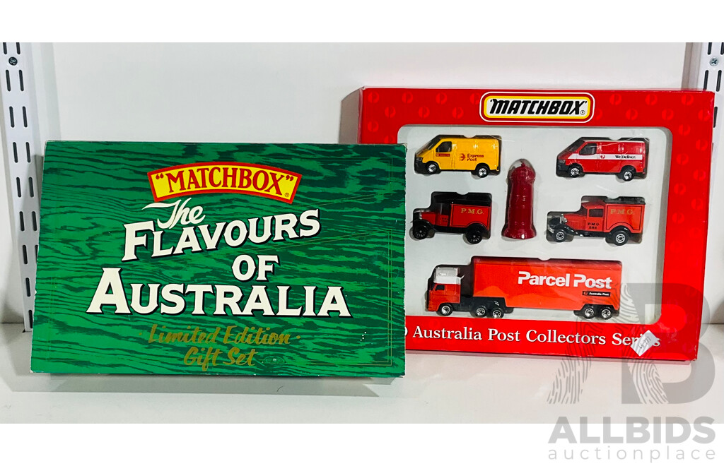 Pair of Matchbox Car Collector Sets Including the Flavours of Australia Trucks and Australia Post Collectors Series