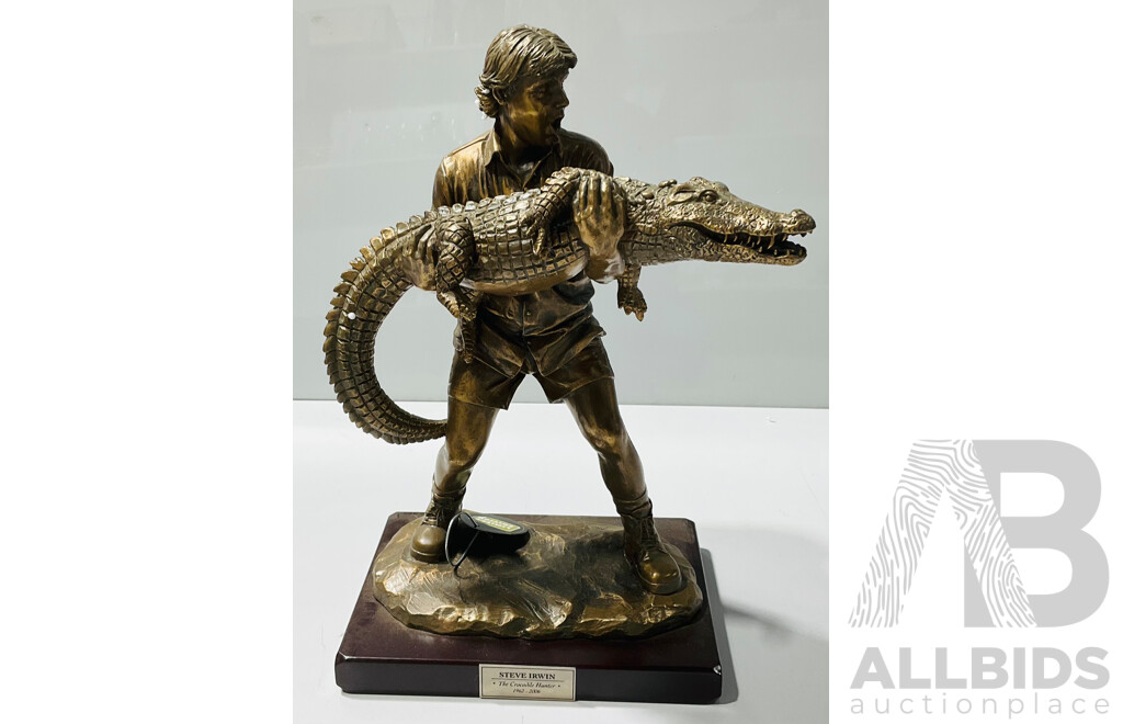Limited Edition Bronze Tribute Figurine of Steve Irwin, the Crocodile Hunter - in Original Box with Certificate of Authenticity