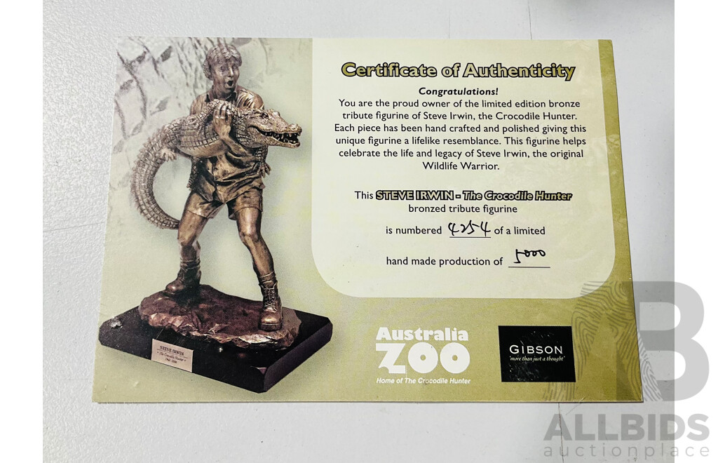 Limited Edition Bronze Tribute Figurine of Steve Irwin, the Crocodile Hunter - in Original Box with Certificate of Authenticity