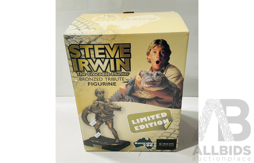 Limited Edition Bronze Tribute Figurine of Steve Irwin, the Crocodile Hunter - in Original Box with Certificate of Authenticity