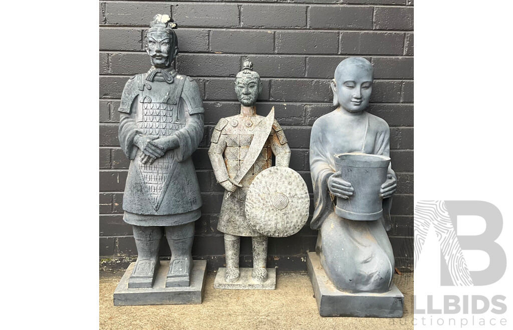 Collection of Three Tall Compisitwe Garden Statues