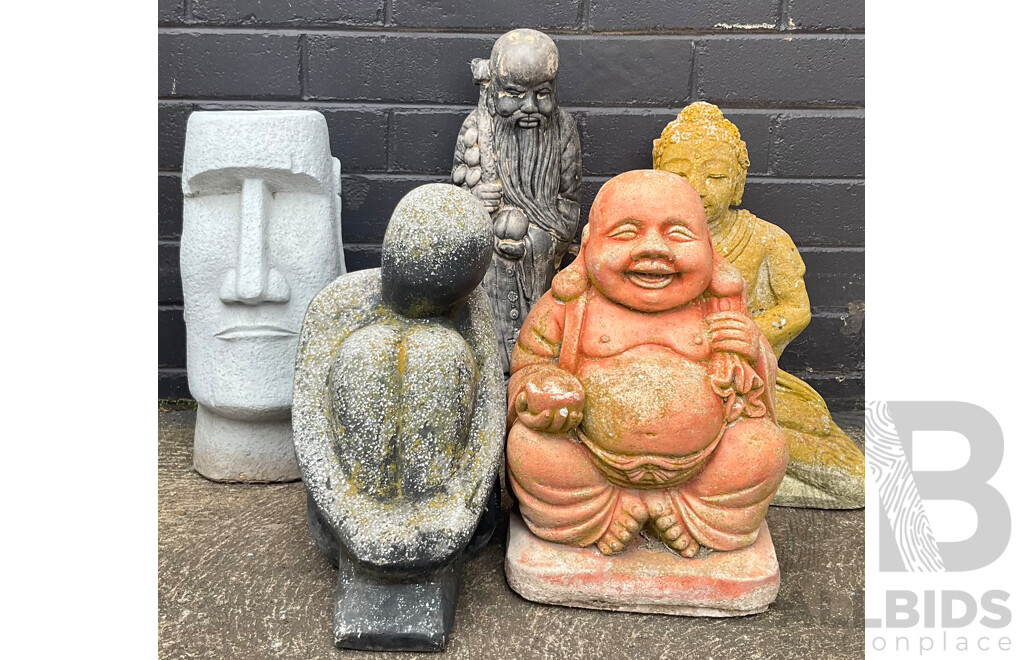 Collection of Five Various Garden Statues