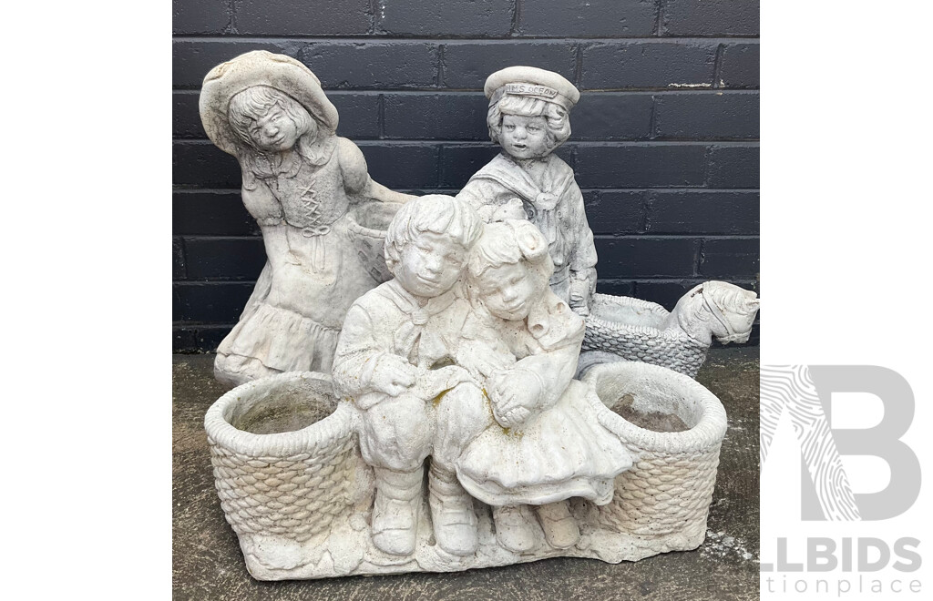 Collection of Three Various Garden Statues