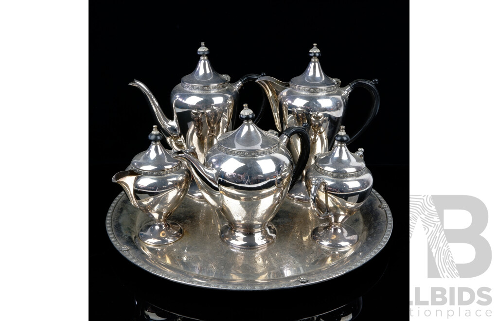 VIntage Six Piece Silver Plate Tea Service by Du Barry