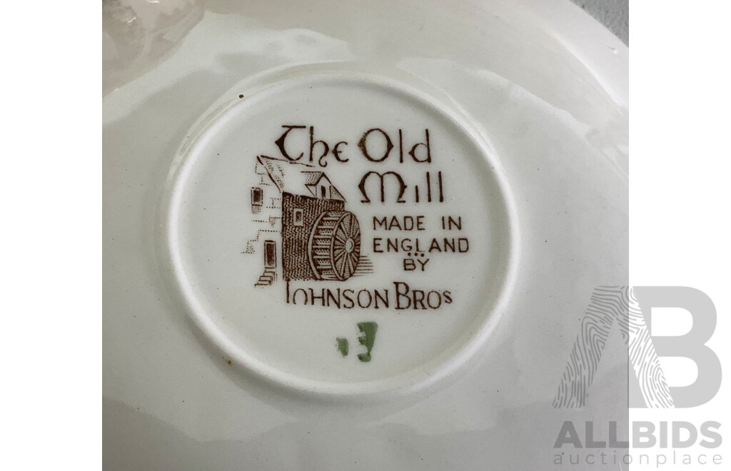 Thirty Piece Vintage Crockery Set From Johnson Bros, England - ‘the Old Mill’