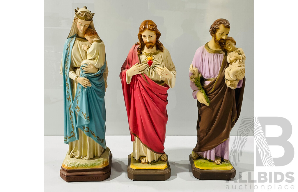 Beautiful Trio of Hand Painted Religious Figurines