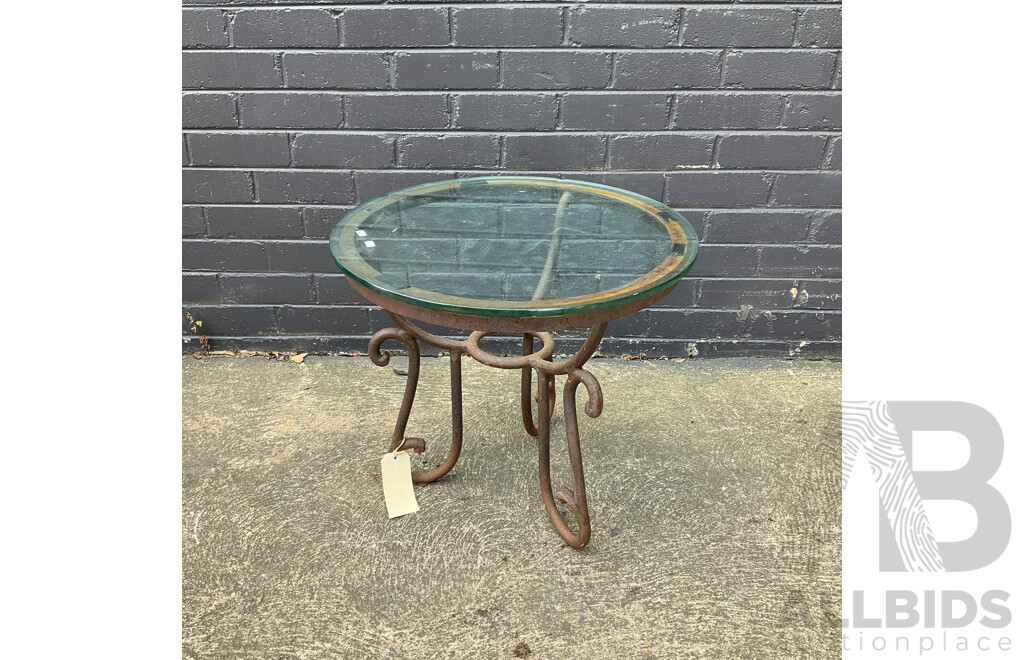 Outdoor Glass Table with Iron Base