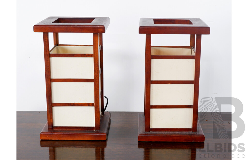 Pair of Japanese Style Lantern Table Lamps