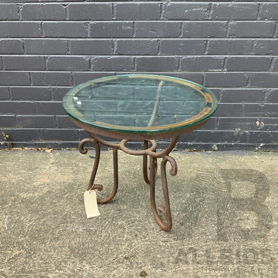 Outdoor Glass Table with Iron Base