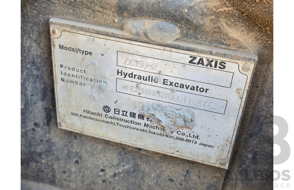 Hitatchi ZX35U-2 3.5 Tonne Crawler Hydraulic Mini Excavator Diesel 30hp 1.7L