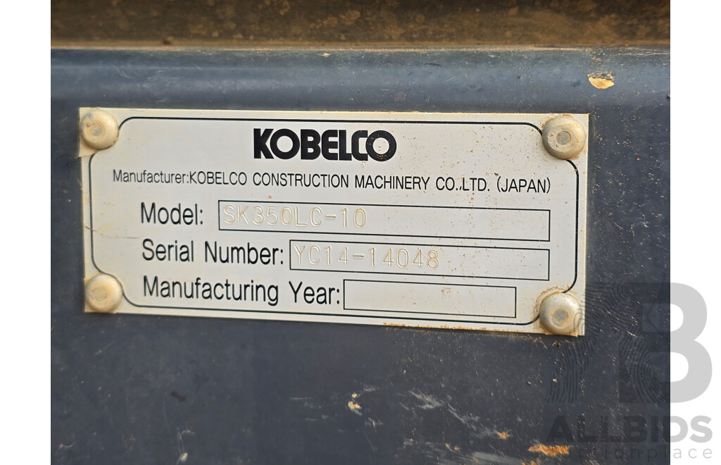 Kobelco SK350LC-10 35 Tonne Crawler Hydraulic Excavator Turbo Diesel 260HP 7.7L