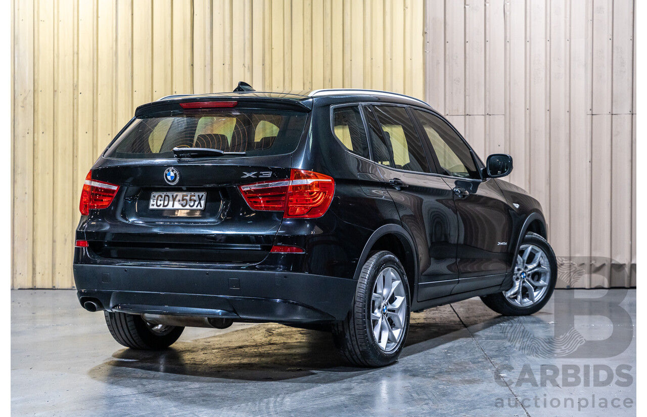 12/2011 BMW X3 Xdrive 20d (AWD) F25 4d Wagon Metallic Black Turbo Diesel 2.0L