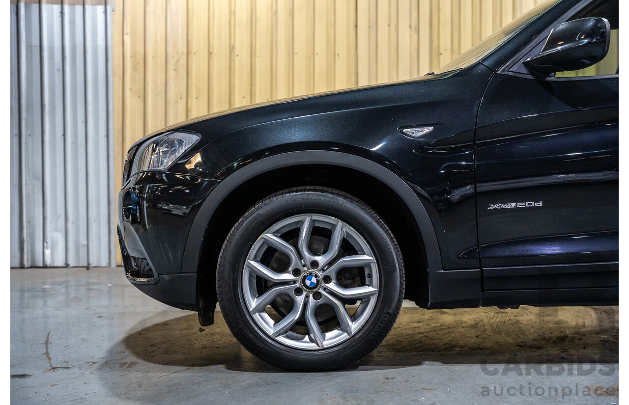 12/2011 BMW X3 Xdrive 20d (AWD) F25 4d Wagon Metallic Black Turbo Diesel 2.0L