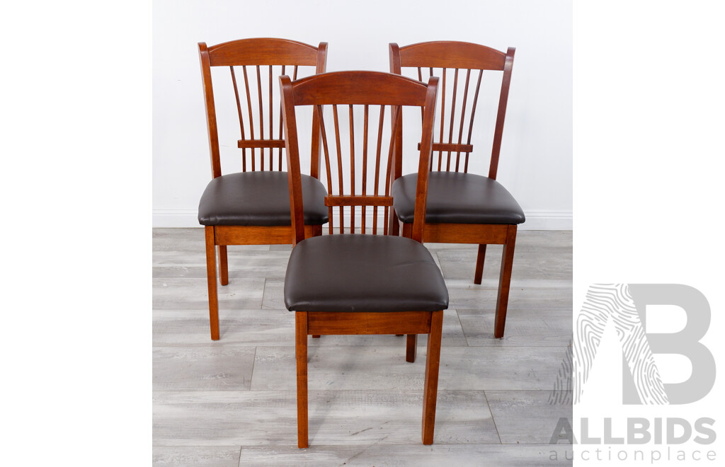Three Modern Timber Dining Chairs