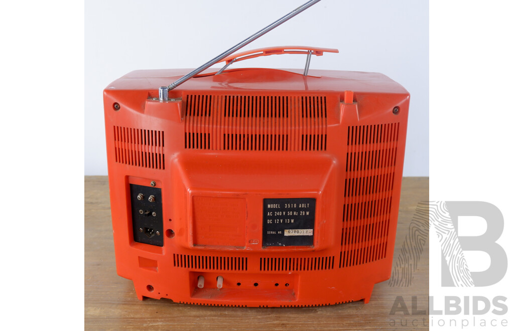 Retro Burnt Orange JVC Solid State Portable TV