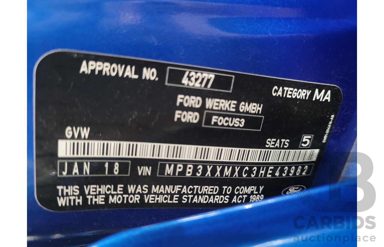 01/2018 Ford Focus Sport LZ 5d Hatchback Winning Blue Metallic Turbo 1.5L