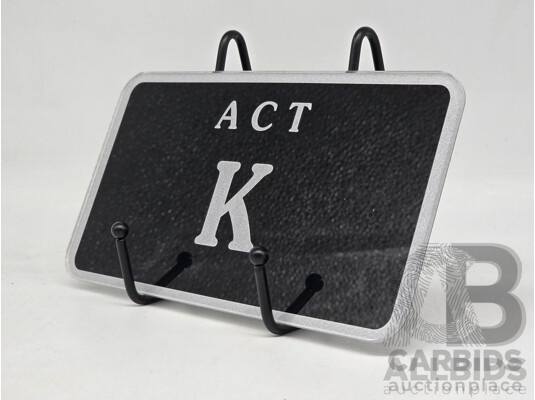 ACT Single Letter Motorbike Number Plate - K