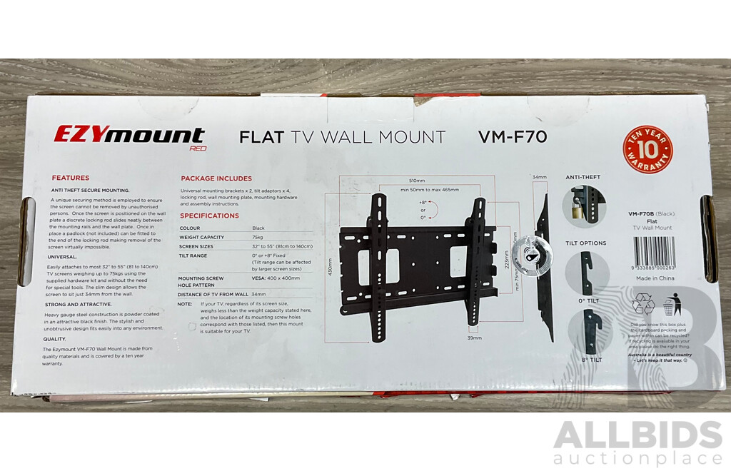 EZYMOUNT Flat TV Wall Mount VM-F70 - Lot of 2