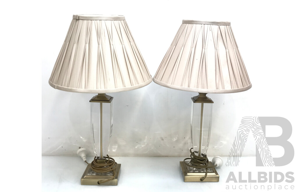 Glass and Metal Tablre Lamps - Lot of Two