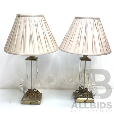 Glass and Metal Tablre Lamps - Lot of Two + 'image'