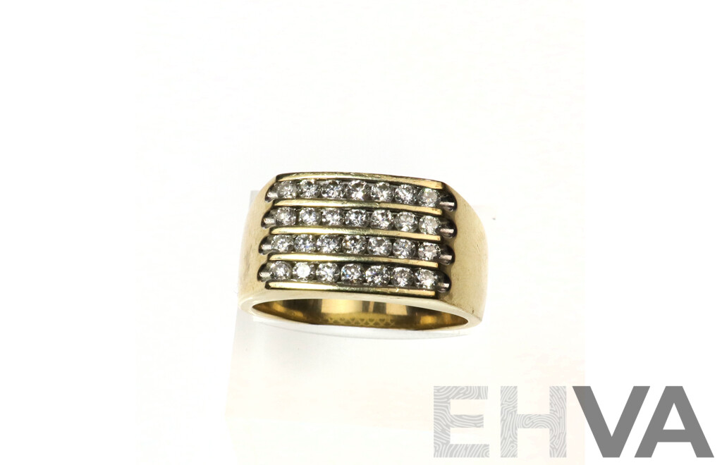 Michael Hill 10ct Mens Diamond Set Ring, TDW 1.0ct, Size U, 7.52 Grams