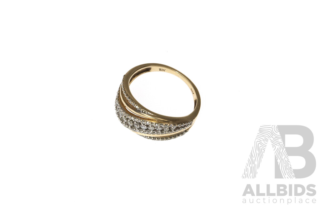 Michael Hill 10ct Diamond Set Dress Ring, Est TDW 0.60ct, Size M, 3.51 Grams