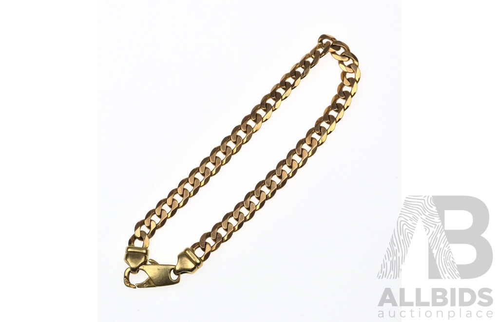 9ct Flat Curb Link Bracelet, 6.1mm Wide, 20.5cm Long, 14.24 Grams
