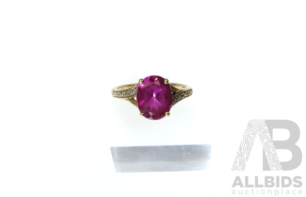 9ct Pink Topaz and Diamond Ring, Size L, 2.52 Grams
