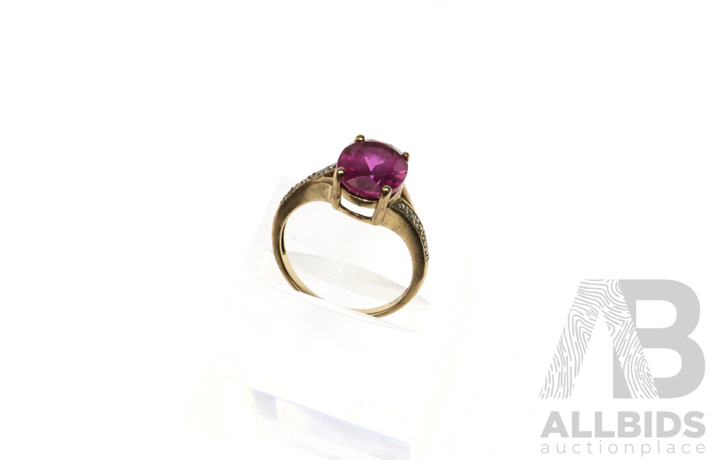 9ct Pink Topaz and Diamond Ring, Size L, 2.52 Grams