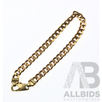 9ct Flat Curb Link Bracelet, 6.1mm Wide, 20.5cm Long, 14.24 Grams