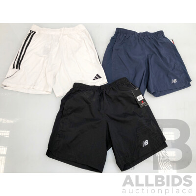 1x Adidas White and Black Shorts Size M, 2x New Balance Size S Shorts