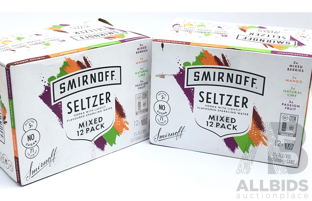 2x Mixed 12 Packs of Smirnoff Seltzer