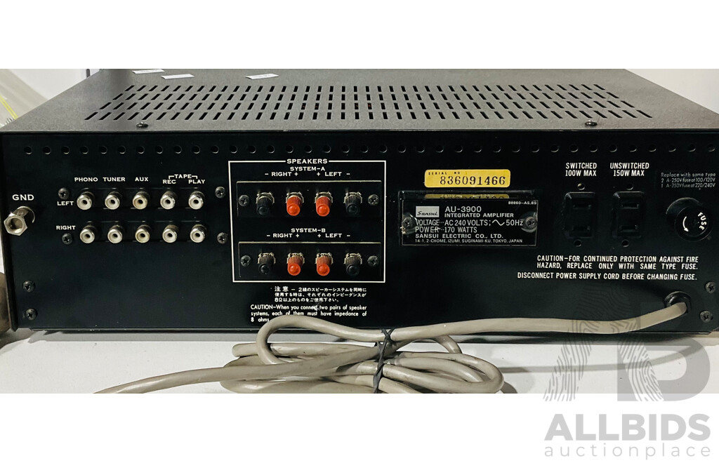 Vintage Sansui Integrated Amplifier AU-3900