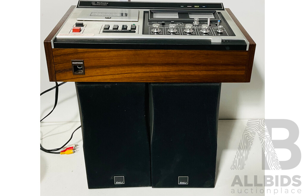 Vintage Technics Direct Drive Cassette Stereo Deck RS-276US Alongside Pair of Dali Concept 1 Speakers