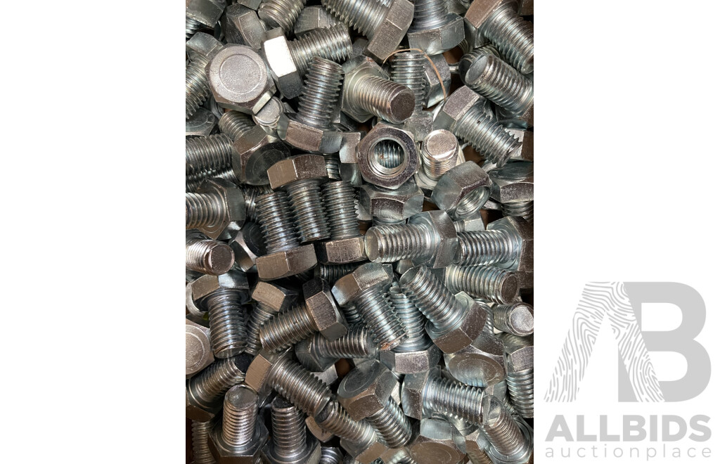 Zinc Plated Nuts and Bolts - Assorted Sizes - Lot of 280 Approximately
