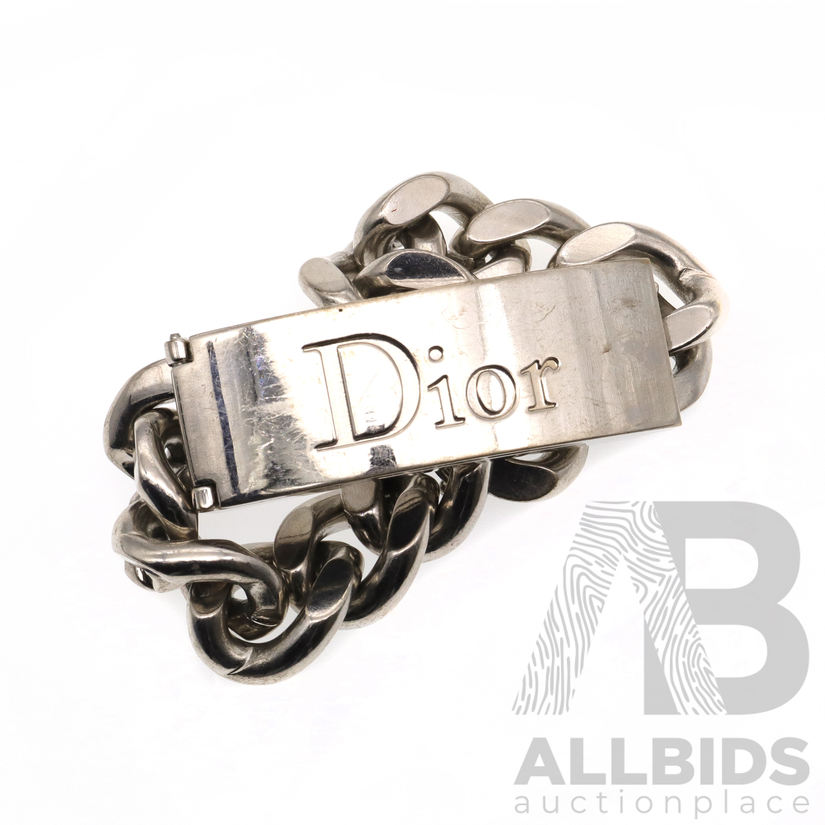 Dior チェーンブレスレット Lip Gloss Duo001 Dior Logo Silver Curb Chain Lip Gloss Locket 7.5